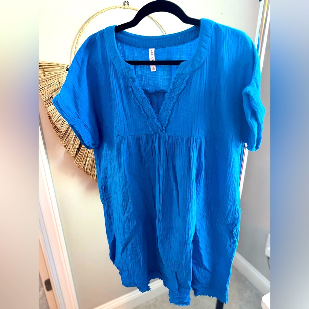 Zenana Gauze Dress with Pockets 💙